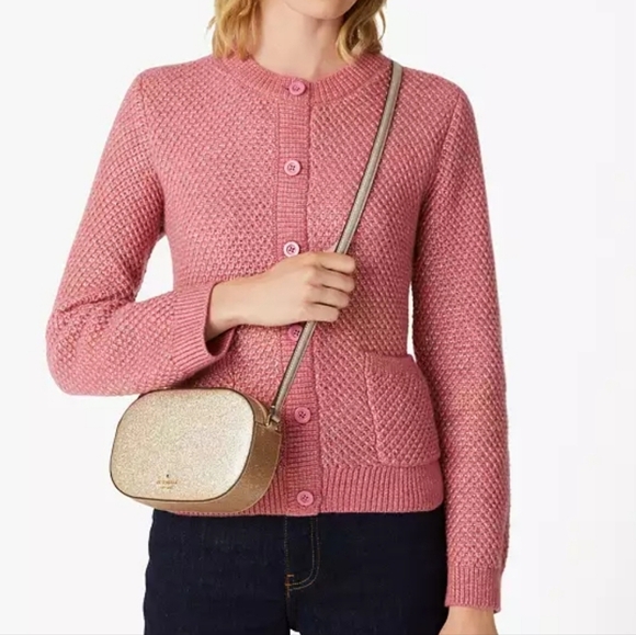 🔹️Kate Spade🔹️ GOLD glitter Glimmer Oval Camera Bag ✨️💛 - Picture 4 of 9